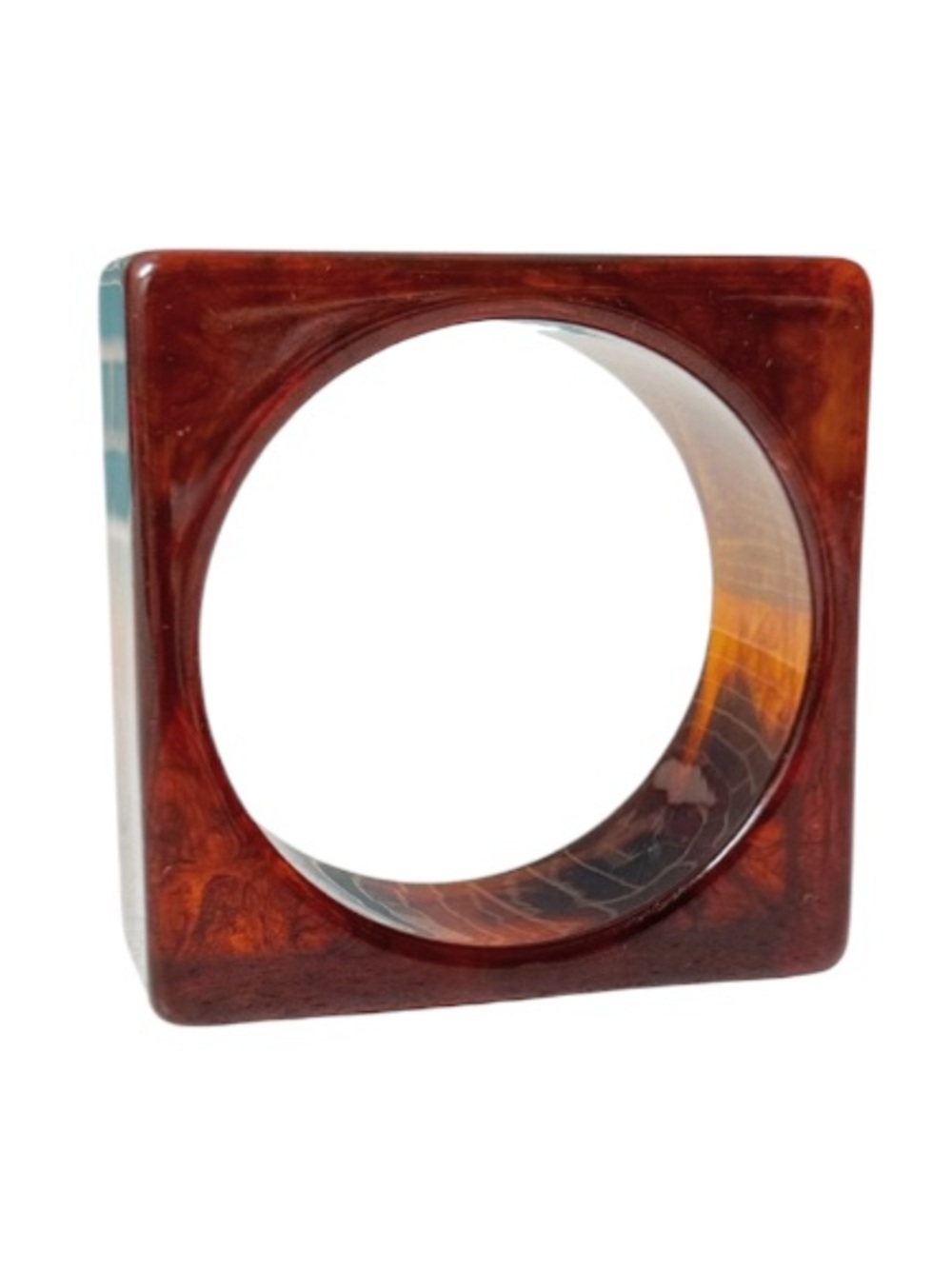 Brown tortoiseshell acrylic oversized square bangle bracelet